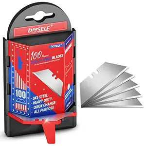 DIYSELF Utility Knife Blades 100 Pack, Box Cutter Blades Refills with Dispenser, Razor Blades Utility Knife Replacement Blade for Box Cutter, Razor Knife Blade
