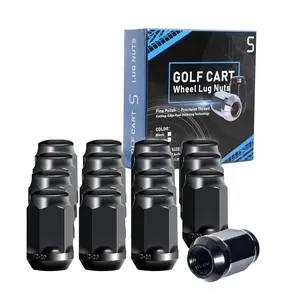 Golf Cart Wheel Lug Nuts Standard 1/2"-20 For EZGO,Car Car (16 Pack) Black