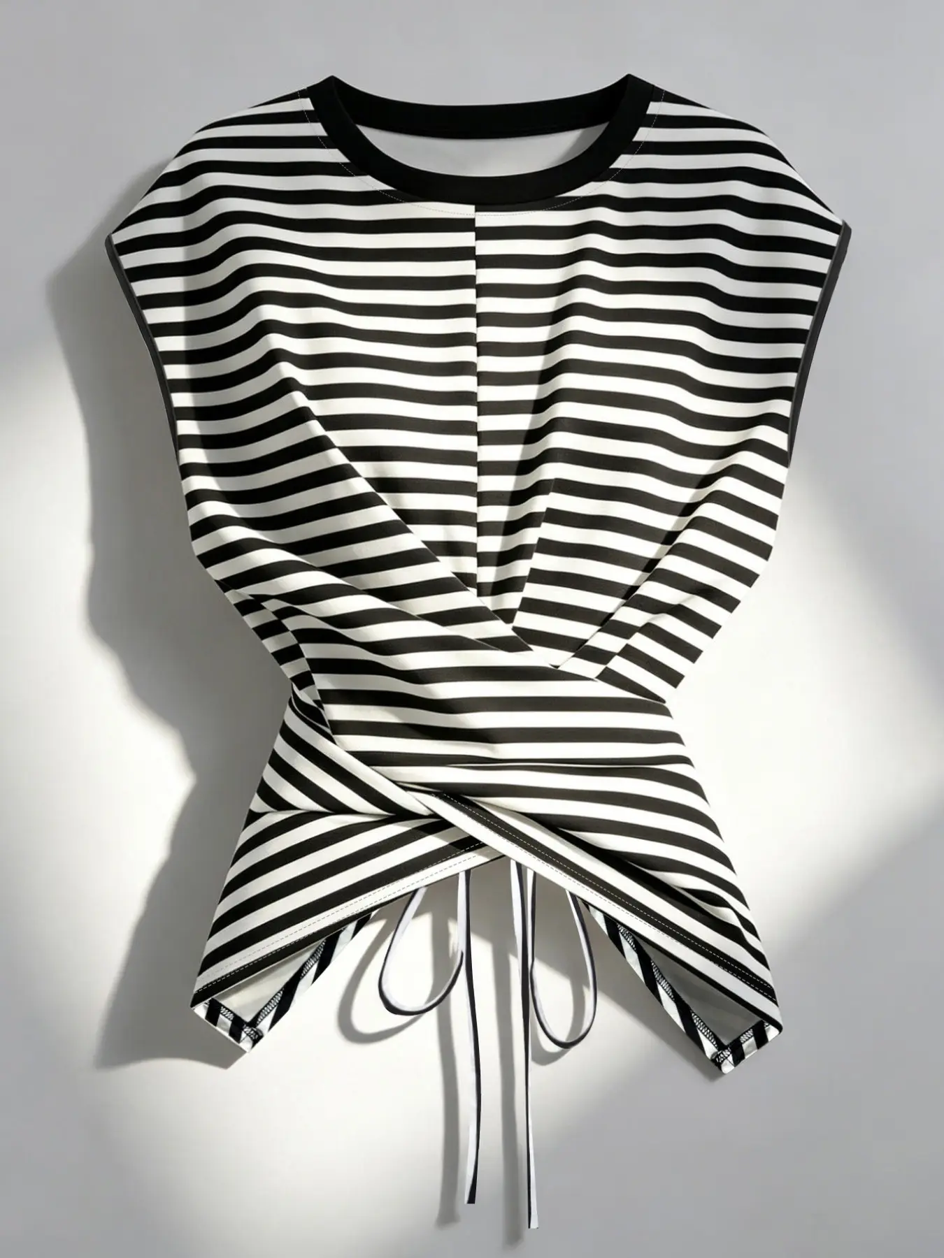 Women's Casual Polka Dot/Striped/Solid Color Cross Waist Sleeveless Camisole Tank Tops Trendy Top Summer T-shirt for Indoor and Outdoor Wear, Womenswear