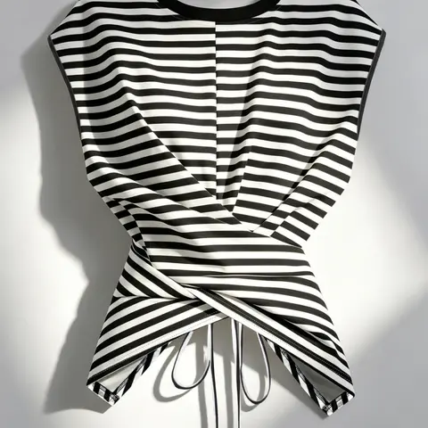 Women's Casual Polka Dot/Striped/Solid Color Cross Waist Sleeveless Camisole Tank Tops Summer T-shirt for Indoor and Outdoor Wear, Camisole Shirts, Womenswear