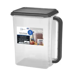 Mainstays Large Plastic Bulk Food Storage Canister with Lid and Handle, Pantry Organizer Container for Cereal and Dry Food Storage, 46 Cup Capacity, Dark Gray Lid, 11.55" x 7.8" x 13.25"