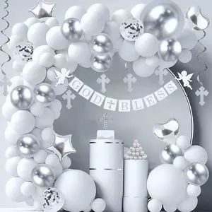 Baptism Decorations For Boys Girls First Communion Decorations Bautizo Primera Comunion Decoracion Christening Decor Party Supplies Cake Topper Banner Balloons