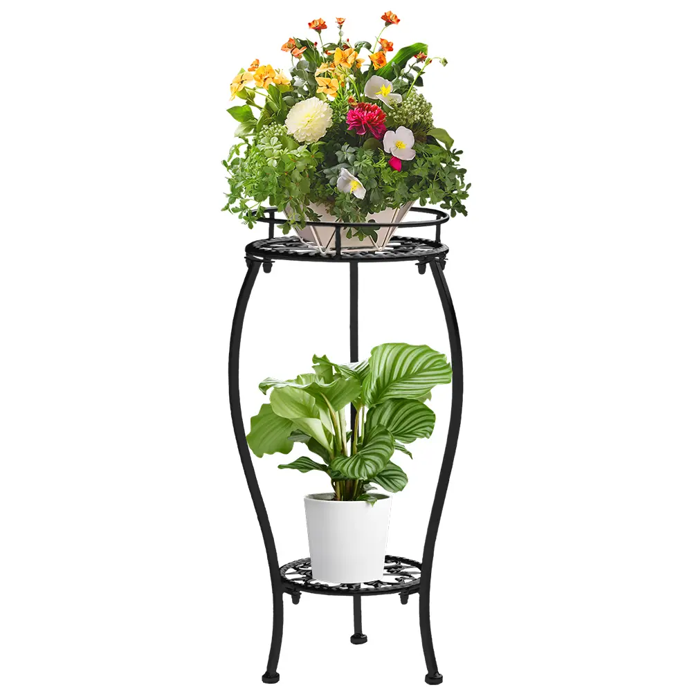 2-Tier Metal Plant Stand, a Freestanding Plant Stand Suitable for Both Indoor And Outdoor Use, Ideal for Decorating Gardens, Balconies, Living Rooms And Courtyards, The Perfect Gift for Plant Lovers