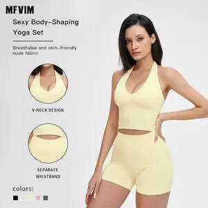 MFVIM Women's Quick-Dry Yoga Set, Tight-Fitting Fleece-Lined Activewear, Winter Outdoor Running Sports Suit, European Style Workout