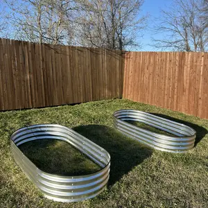 Raised Garden Bed, Outdoor Planter Box with Open Bottom Design, Metal Large Garden Bed for Vegetables, Herbs & Flowers, Rustproof for Backyard & Patio, Silver