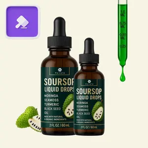 $3.9 Auction Soursop Bitters Drops Supplement - Organic Natural 10-in-1 Herbal Formula with Sea Moss, Oregano for Immune Support, Detox