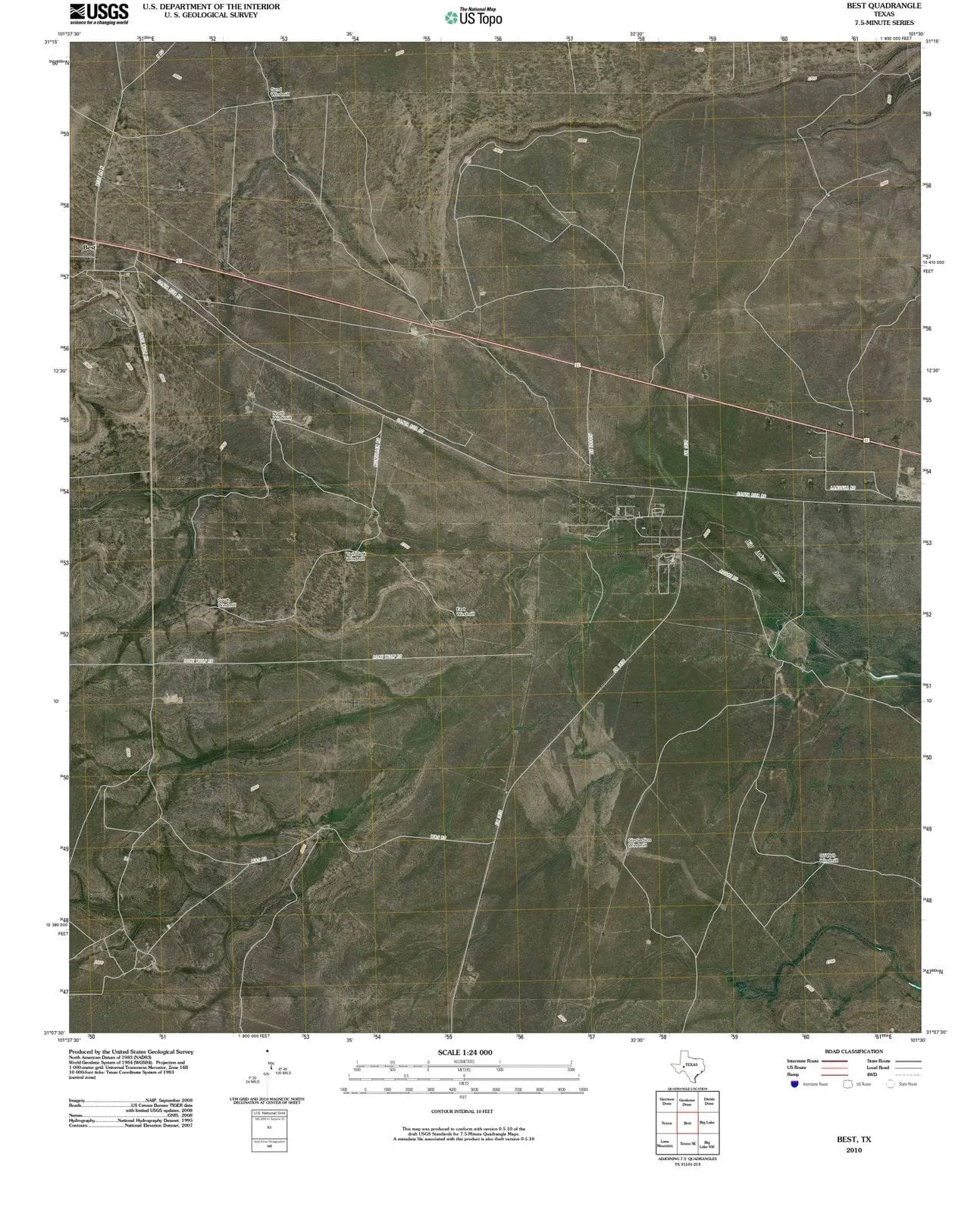 Best Texas USGS Topographic Quadrangle Map, 2012, 1:24000