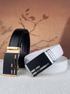 Men's casual business belt with alloy automatic buckle, featuring a hollow design. 3.5cm/1.38in wide unisex office belt suitable for daily work, travel, parties, and dance events. Perfect as a holiday gift for husbands and fathers.