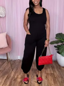 Summer Sleeveless Jumpsuit with Pockets, Long Pants Casual Women's Romper, Perfect for Daily Wear and Vacation