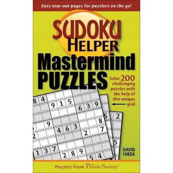 Used Mastermind Puzzles by David Cheek - English Paperback, 160 Perforated Sheets, 200 Difficult Puzzles, Eliminates Possible Answers for Any Puzzler, 200 Difficult Sudoku Puzzles