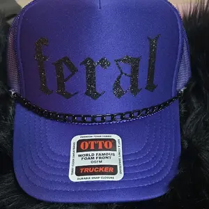 Otto Purple Feral Trucker Hat with Black Chain Fashion Accessory Premium Foam Front Durable Snap Closure