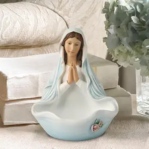 Virgin Mary Decorative Ornament, 1 Count Creative Desktop Decoration with Storage Bowl Function, Home Decor, Religious Gifts for Mothers