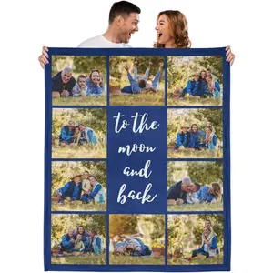 Personalised Blankets for Adults, Extra-Soft Custom Blanket, Plush Fleece Photo Blanket with Minky Touch, customised with Your Photo & Text Throw Blanket for Gifts (10 Photos)