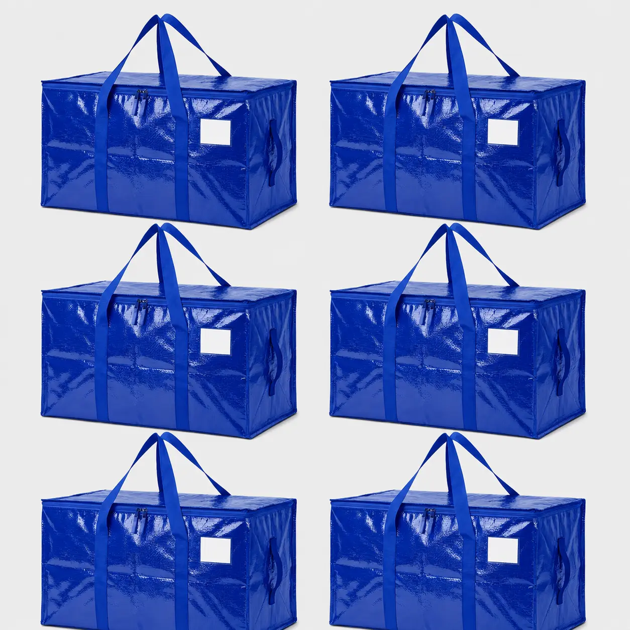 6 Pack Extra Large Heavy Duty Moving Bags, Waterproof Storage Tote Bags with Handles & Zippers, Foldable Clothes Storage Bags for Moving, College Dorm, Closet & Home Organization
