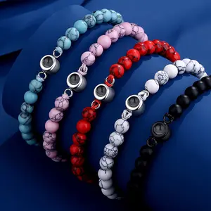 Personalized Frosted Stone Chain Photo Projection Bracelet