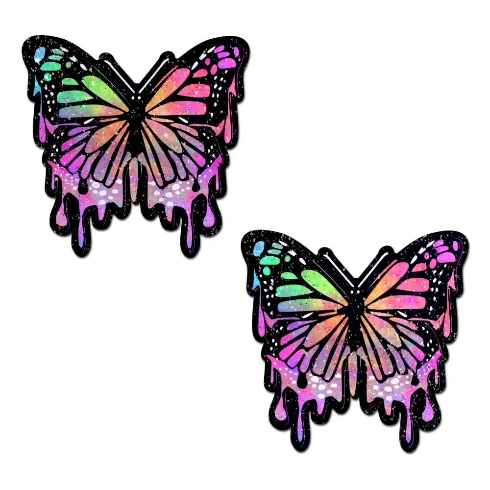 Butterfly Melt Trippy Glitter Rainbow Nipple Pasties by Pastease