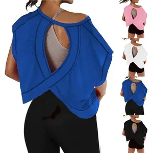 2026 New Women's Backless Top — Y2K Style | Short/Long Sleeve | Fitness & Workout Shirt | Casual Yoga | Loose-Fit Cropped Running Tee
