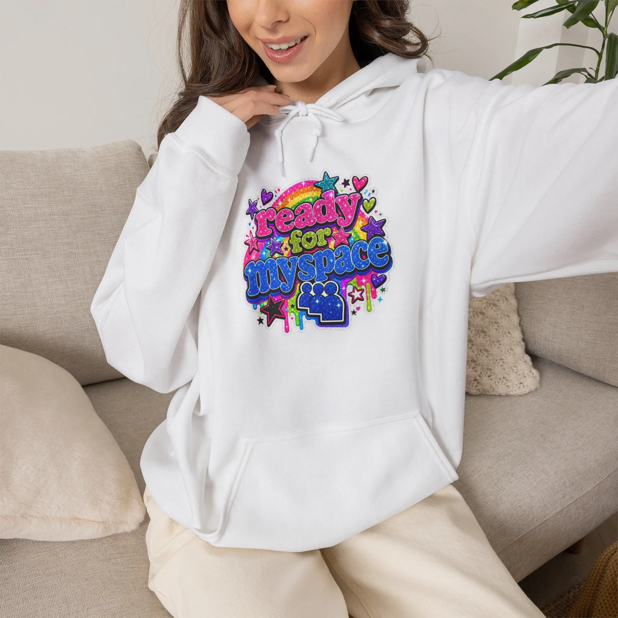 Ready for My Space Hoodie | Colorful Retro Space Graphic