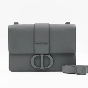 Pre-owned Dior Leather Shoulder Bags 30 Montaigne Common Grey JM ZC018