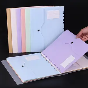 Colorful Paper File Storage Bags, Includes 1 Three-Hole Ring Binder & 6 A4 Hole Pockets, Ideal for Office Home School Use