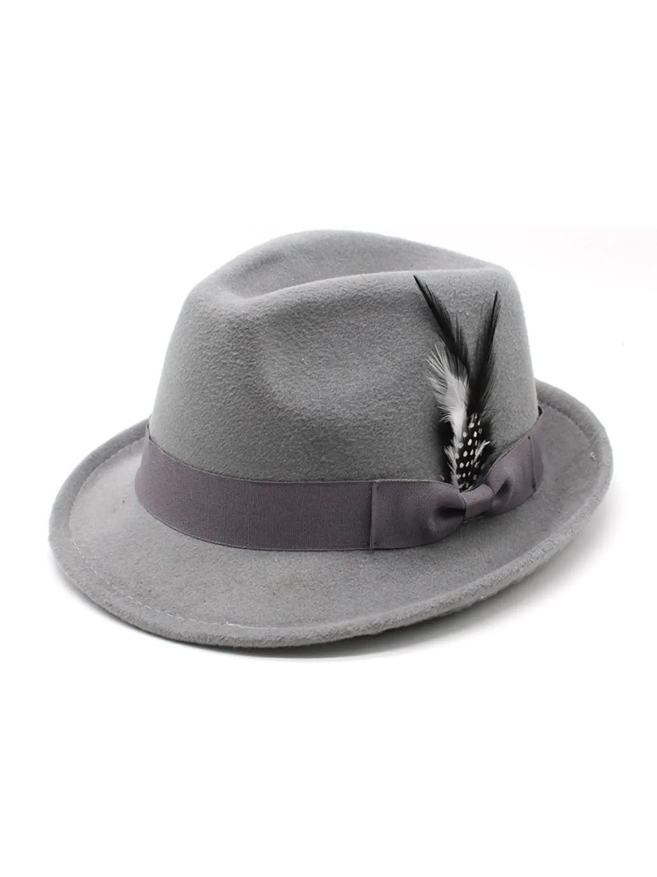 New cross-border men's small hat with feather felt, men's jazz European and American soft felt hat Casual Trendy Hat Casual hat