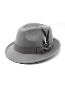 New cross-border men's small hat with feather felt, men's jazz European and American soft felt hat Casual Trendy Hat Casual hat
