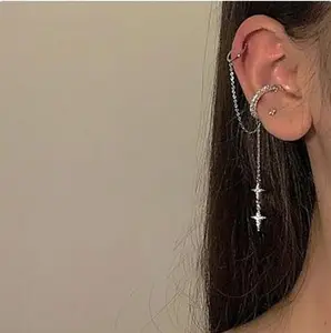 Silver Color Metal Butterfly Ear Clips Without Piercing For Women Sparkling Zircon Ear Cuff Clip Earrings Wedding Right Ear