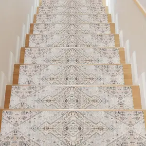 15-Pack 8'X30" Non-Slip Rubber Stair Treads for Wooden Steps, Safety Stair Mats for Dogs Kids Seniors, Indoor Anti-Skid Carpet Stair Runners, Durable Stairway Rug Decor Noise Reducing Stair Mats