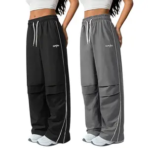 Women's Clothes 2-Pack Breathable Lightweight Polyester Drawstring Pants - Adjustable Drawstring, Loose Fit Baggy Balloon Pants for Sports, Leisure, Urban Streetwear