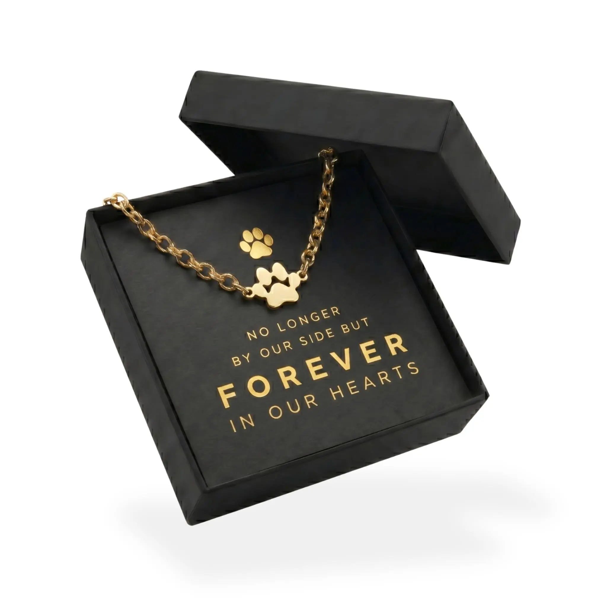 Studio Rockwood Gold Paw Bracelet Gift Set with Box and Card - Animal Lover, Pet Loss Gift