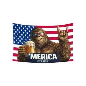 MERICA Bigfoot American Flag – Patriotic Truck Garage & Mud Muddin Sasquatch Flag – Perfect Gift Freedom Lovers Funny Flag tapestry banners room accessories