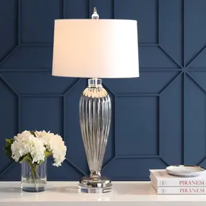 JONATHAN Y Julian Glass/Crystal LED Table Lamp , for bedroom, living room, foyer, hallways, dining room, dorms