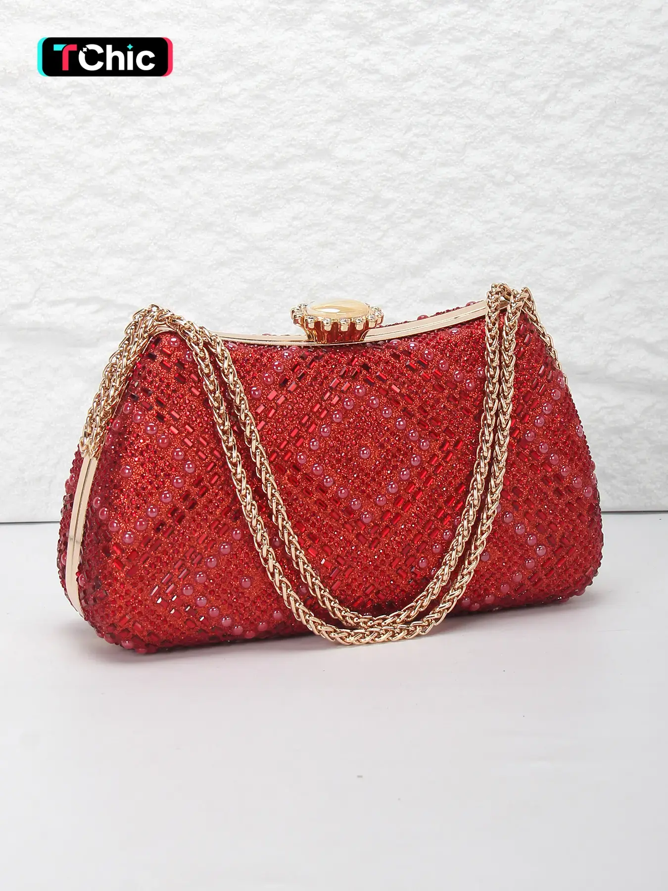 Luxurious Rhinestone Evening Clutch Bag, Metal Chain Handbag, Shoulder Strap Crossbody, Perfect for Weddings, Parties, Holidays, Graduation