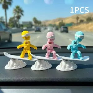 3D Cross-Border New Car Dashboard Decoration, Creative Inertial Skiing Figure Stress Relief Toy, Novelty Car Desk Ornament