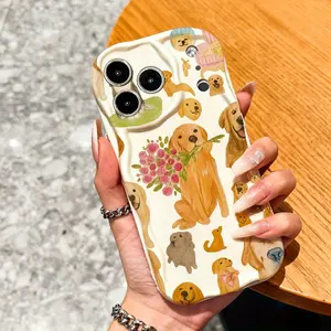 A phone case with cute golden retriever dog pattern, suitable for iPhone 17 Air/16 Plus/15 Pro Max/14 Pro/13/12/11/XS Max/X phone case, perfect for holiday gifts for family, friends, lovers, boyfriends, girlfriends NYBLK24