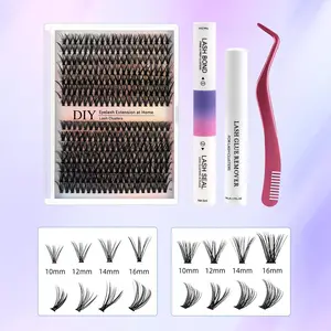 Curl Wet Look DIY Lashes Extension Kit and Lash Clusters 10-16mm | Bond Seal and Remover Eyelash Makeup Eyelashes Cosmetic | pawotence lash individual false mixed length eye makeup self adhesive faux mink lash  clusters