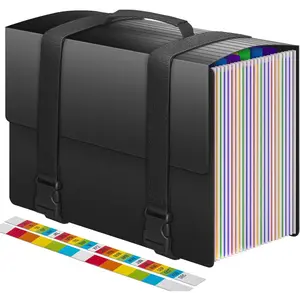 25 Pockets Accordion File Organizer with Handle Durable Expandable Expanding File Folders Portable Filing Box for Organizing Important Documents for Office Home Fits A4/Letter Size with a-z Tab