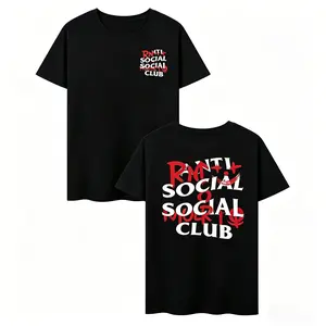 🔥[Summer Casual Shirt]Anti Social Vibe Double-Sided Graphic T-Shirt Streetwear Tee Unisex Cotton Crew Neck Shirt Casual Front Back Print Top Comfortable Everyday Outfit Trendy Gift for Men Women Fans
