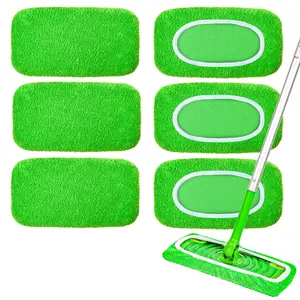 6 Pack Reusable Mop Pads, Washable Microfiber Refills for Wet and Dry Floor Cleaning