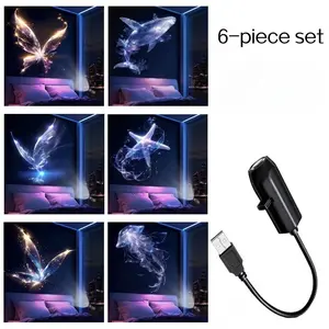 Portable USB bulb projector lamp, featuring a whale, three butterflies, a jellyfish and a starfish. Suitable for walls/ceilings. A gift for children's festival. A gift for children.