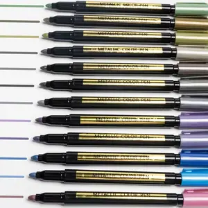 Metallic Paint Marker Pen, 12/24pcs Colorful Shimmer Glitter Marker Highlighter Pen, Paint Marker for Diy Arts Crafts, Glass, Wood, Card Making, Drawing