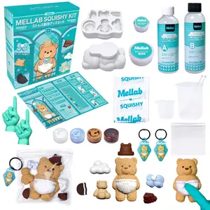 Mellab Taba Squishy Making Kit - 18oz DIY Liquid Silicone Squishy Maker Kit, Bubble-Free & Super Soft, Complete Starter Set with Animal Molds & Flocking Powder, Stress Relief Craft Gift for All Ages