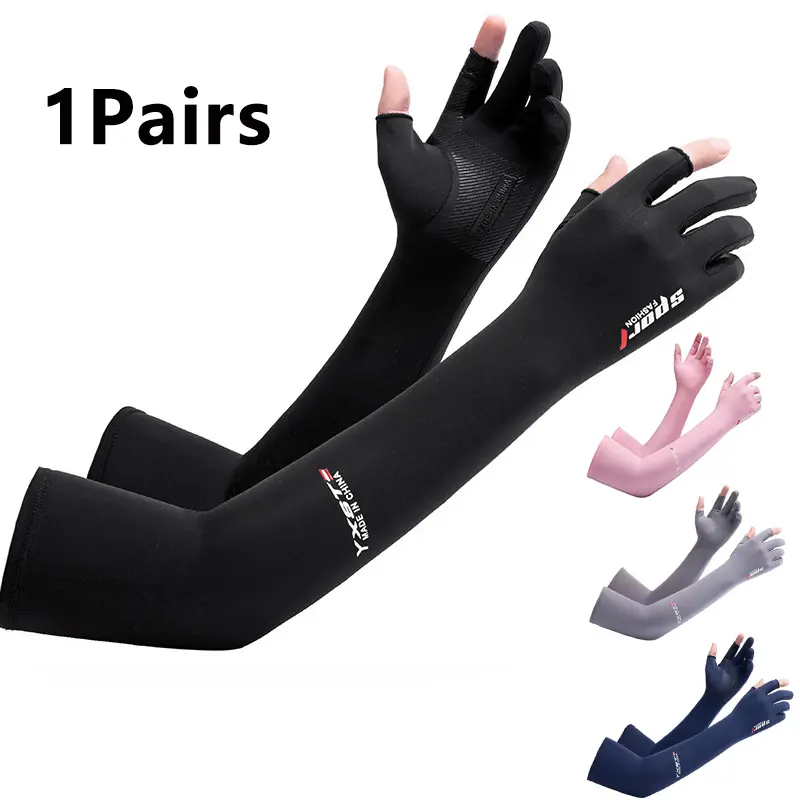 1 Pair Unisex Cooling Arm Sleeves, High-Stretch Ice Silk UV Protection Arm Cuffs for Summer Sports, Cycling & Outdoor Activities, Arm Sleeves Cover
