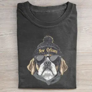 New Orleans Football Mascot Vintage Graphic Tees, Saints Tshirt, Gumbo Dog T-Shirt, Unisex Funny Rugby Gift Shirts Top Menswear Womenswear Streetwear