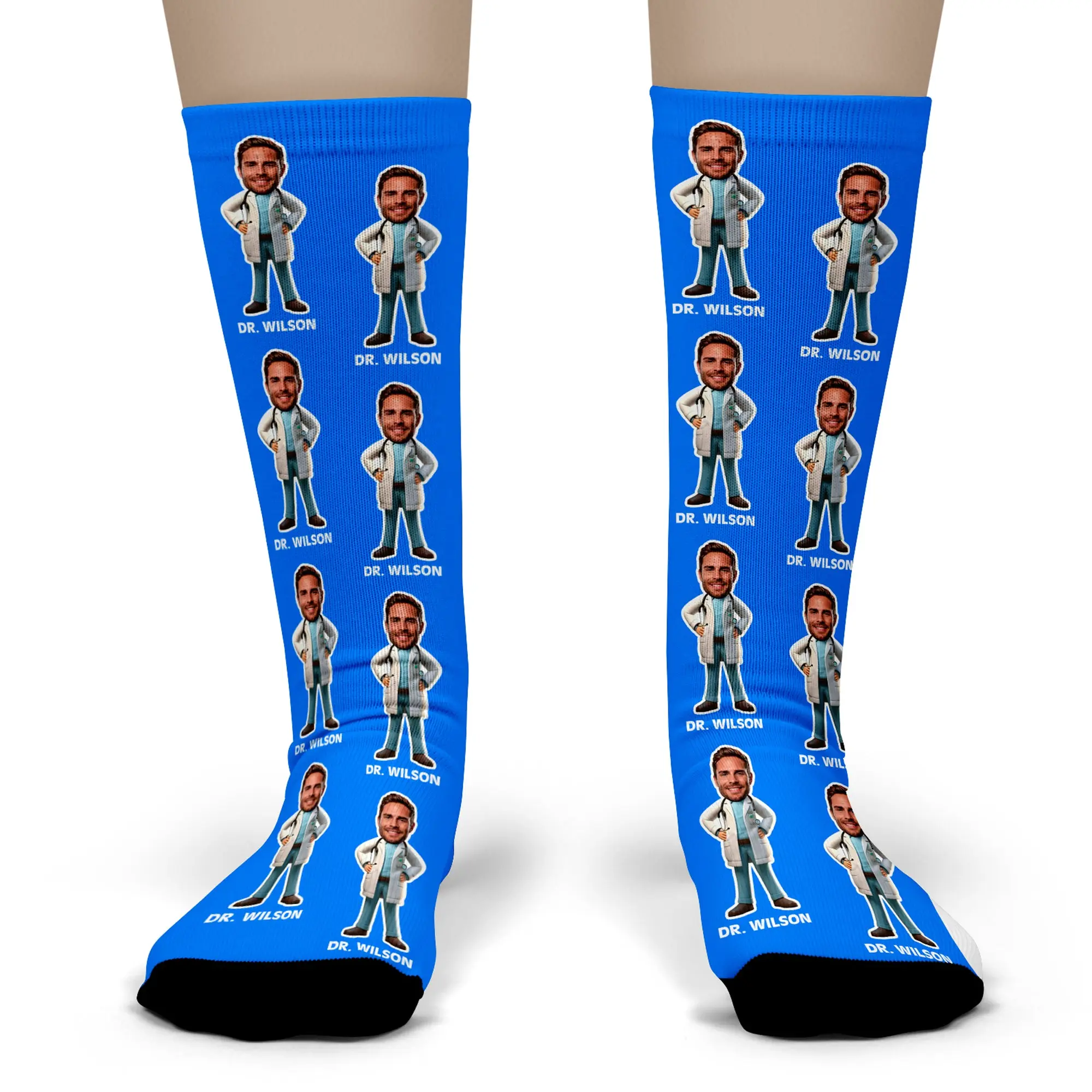 Custom Doctor Socks with Name – Personalized Face Photo Gift for Healthcare Workers