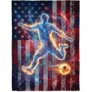 Soft Lightweight Soccer Throw Blanket - 50x60 In/101Cm×76Cm（30X40in）) - Christmas/Thanksgiving Soccer Gifts for Teens, Football Fashion Watch Party Home Decor for Friends