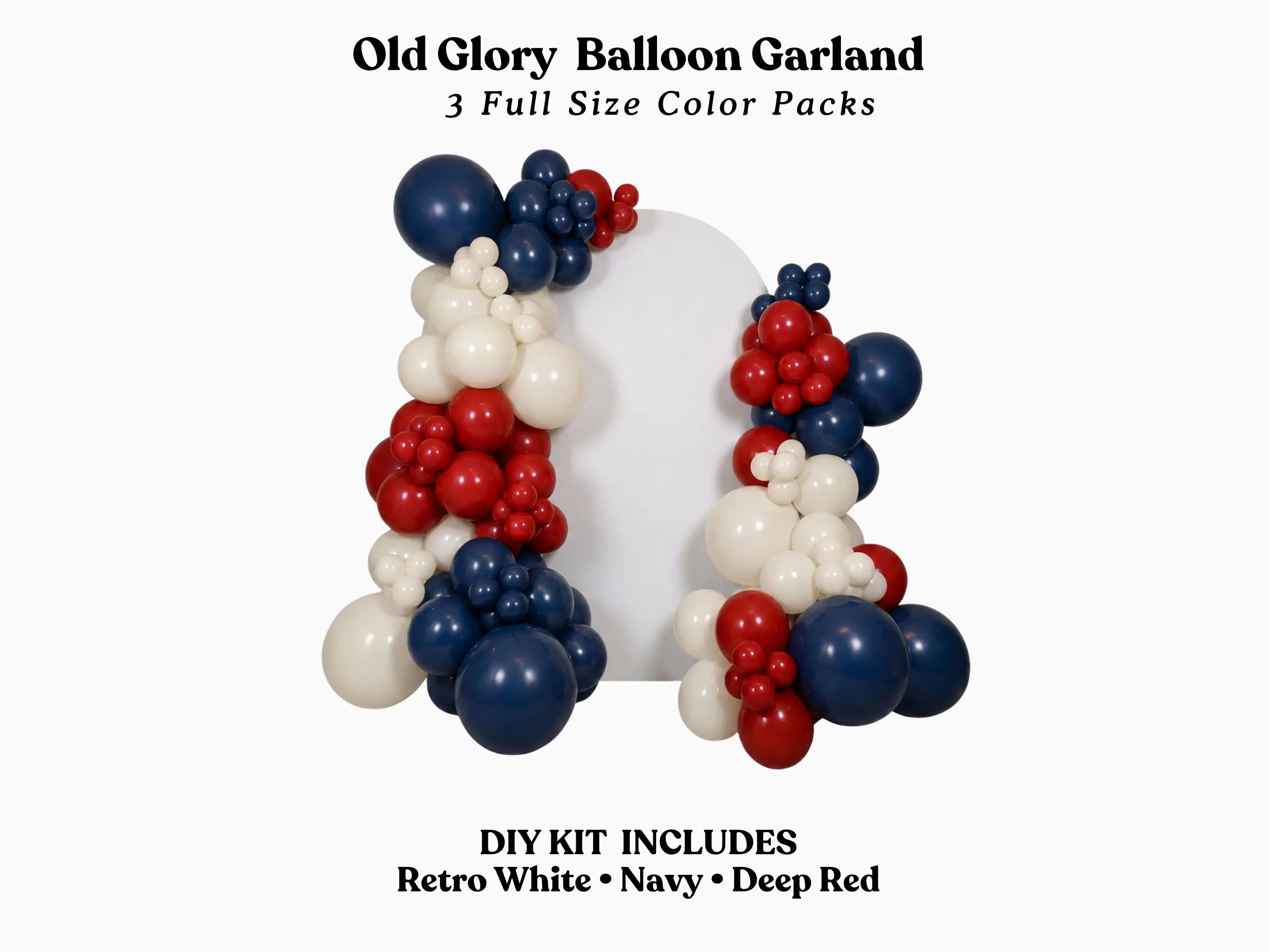 Old Glory Balloon Garland- Navy, Retro White, Deep Red DIY Kit