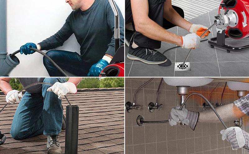 GARVEE Electric & Professional Drain Cleaners: 75Ft/100Ft Lengths, 3/8" & 1/2" Options, 4 Cutters, Suitable for 1-4 Inch Pipes, Versatile Auger Machines for Efficient Pipe Cleaning