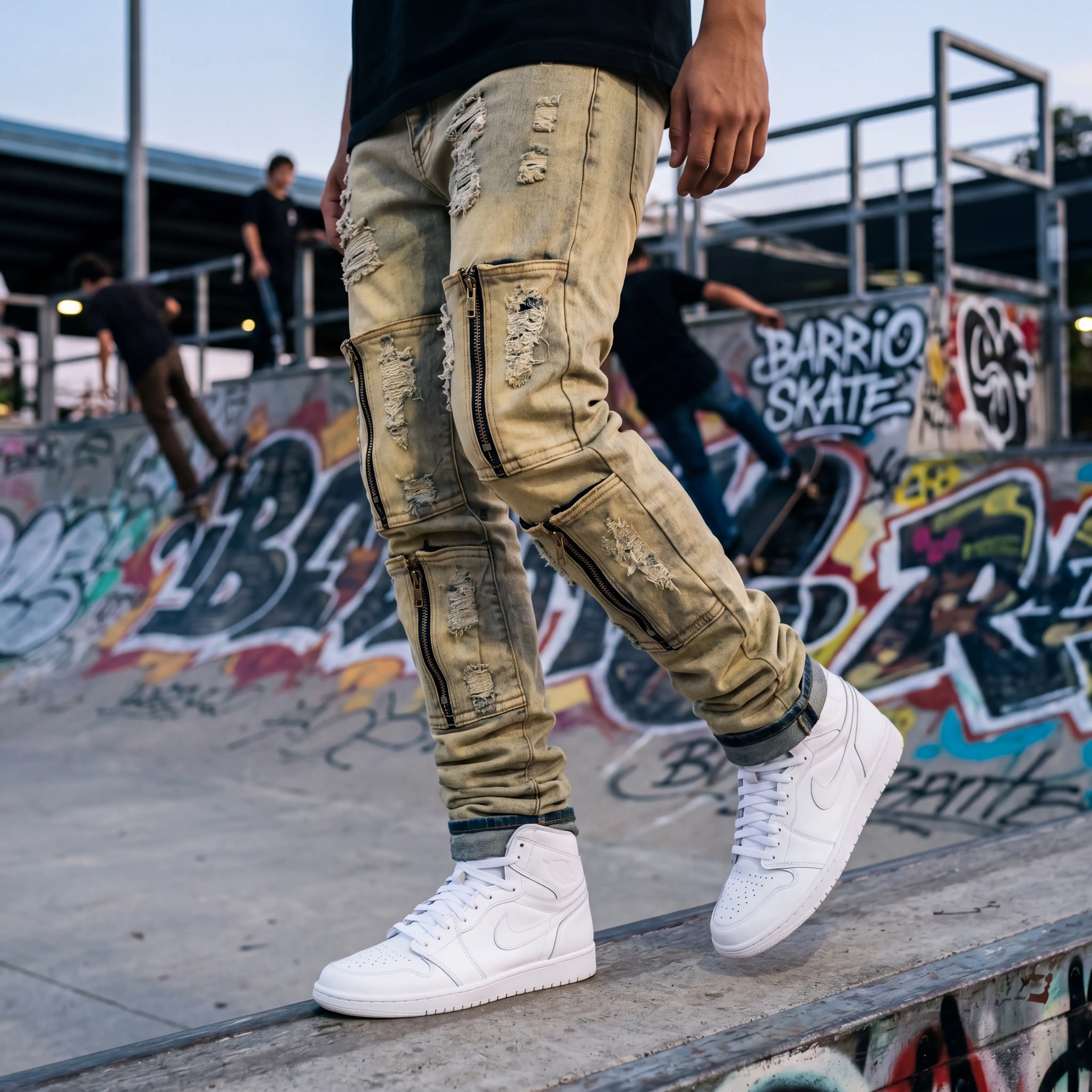 Men's Ripped Patch Jeans, Men's Patchwork Zipper Pocket, Mud Dyed Vintage American High Street Brushed Straight Leg Long Pants-#9 Top Rated Warehouse Storein  Streetwear -3382 baggy jeans for men old navy selvedge denim skinny jeans jeans pants for men ti