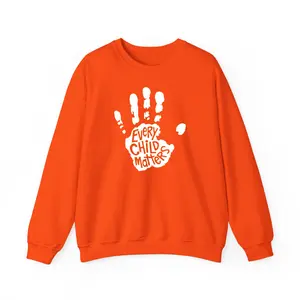 Blacklyly Orange Day Shirt 2024 Every Child Matters Sweatshirt Hand Print Awareness for Indigenous Orange Day Gift Indigenous Education Kindness and Equality Sweatshirts Unisex Unisex Sweatshirt Sweater Casual Comfort Long Sleeve Tops